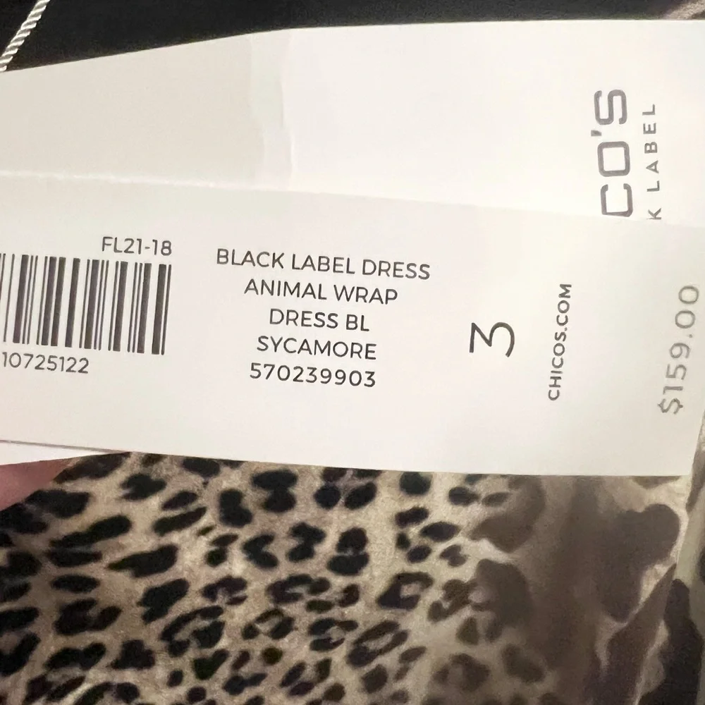 NWT Chico’s Black Label Animal Wrap Dress size XL 3